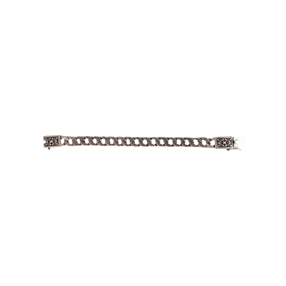 Antique-Finish Sterling Silver Curb Link Bracelet