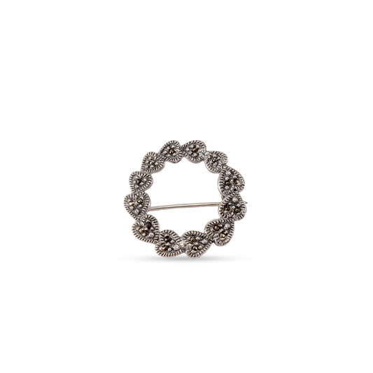 Vintage Marcasite Scalloped Wreath Brooch