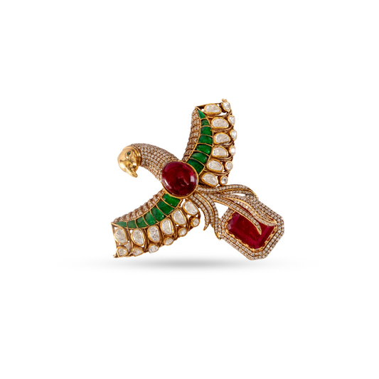 Jeweled Phoenix Statement Brooch