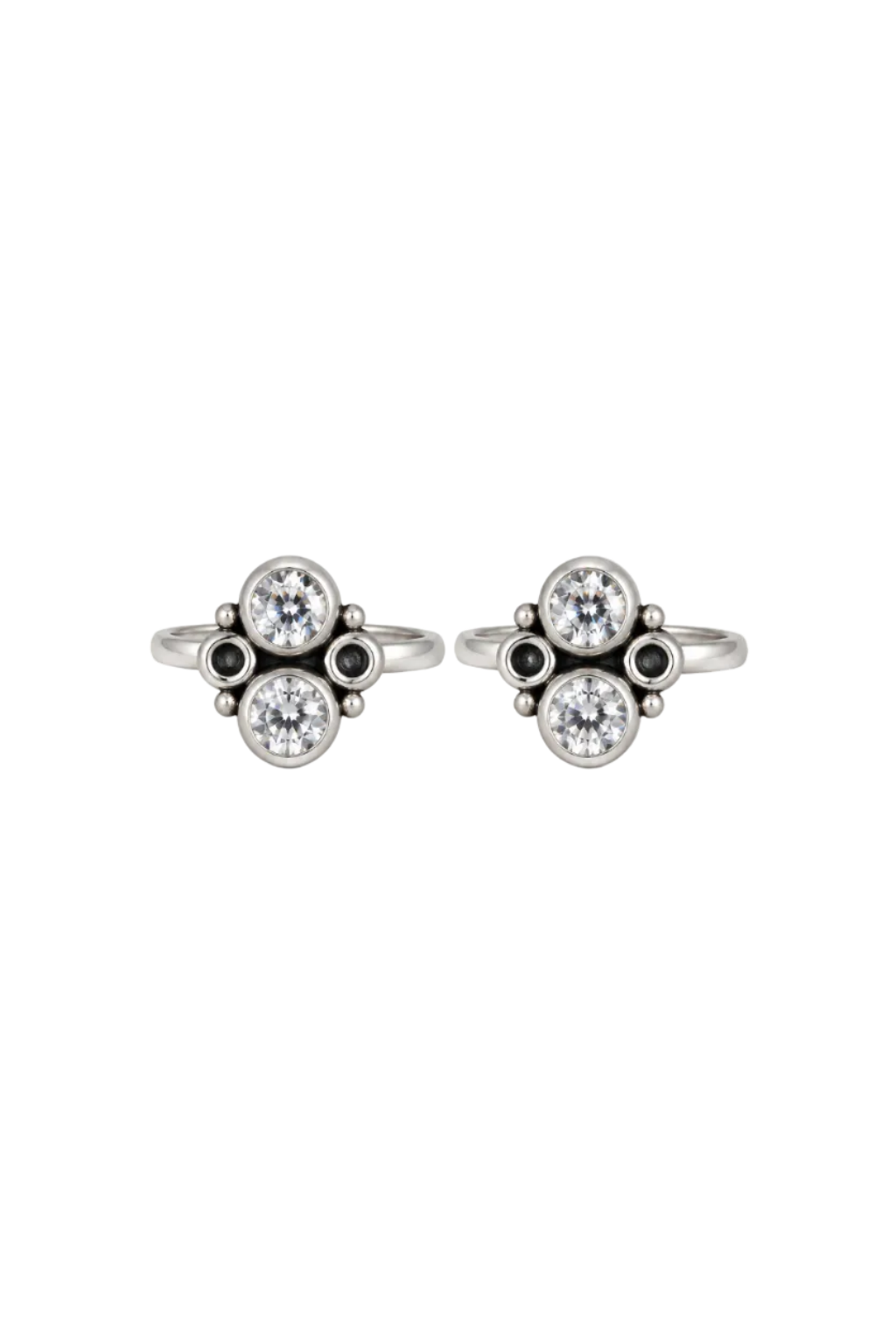 925 Silver Dual Solitaire CZ Toe Rings (Pair)
