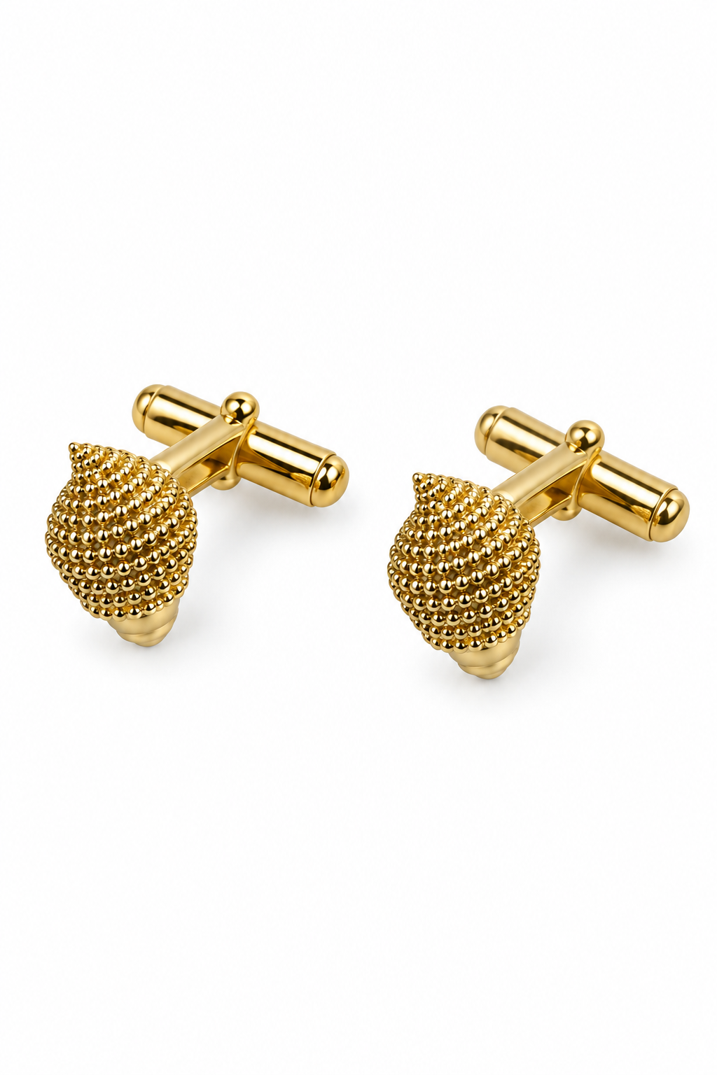 925 Silver Gold-Gilded Granulated Pinecone Cufflinks