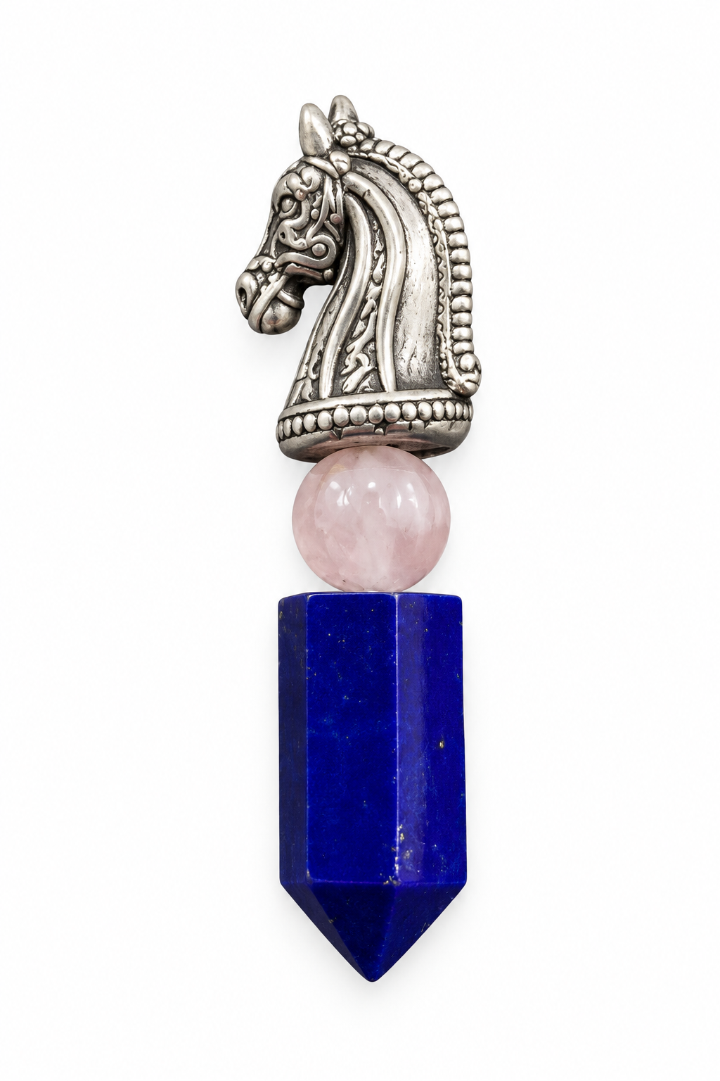 925 Silver Regal Horse Head Lapis Brooch