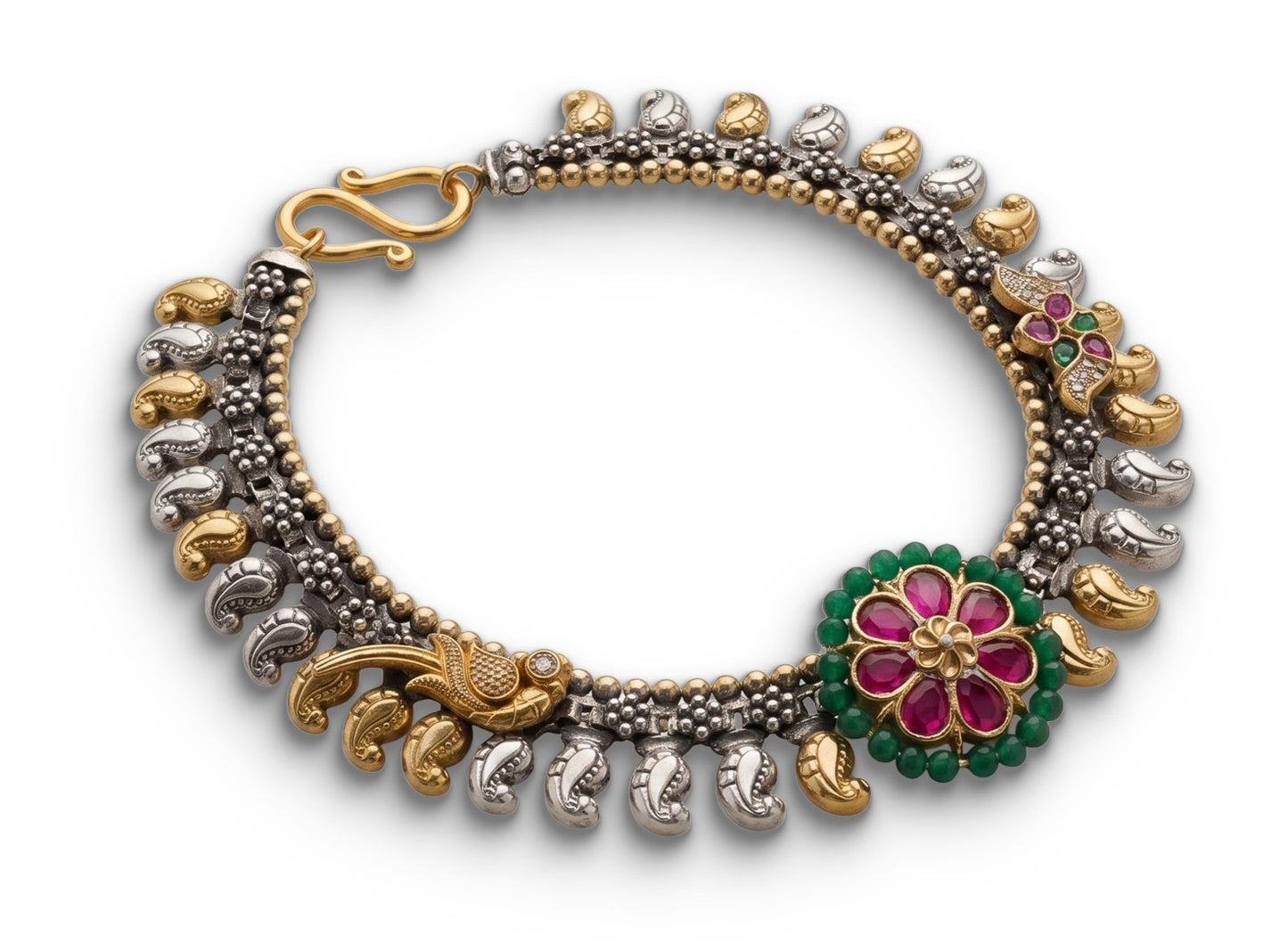 925 Silver Dual-Tone Mango Motif Anklet