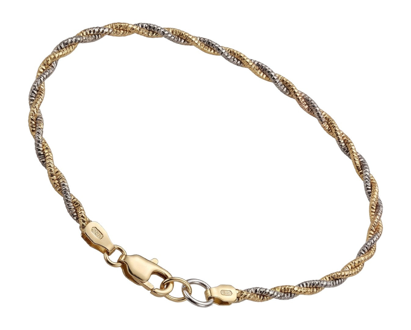 925 Silver Two-Tone Twisted Rope Anklet