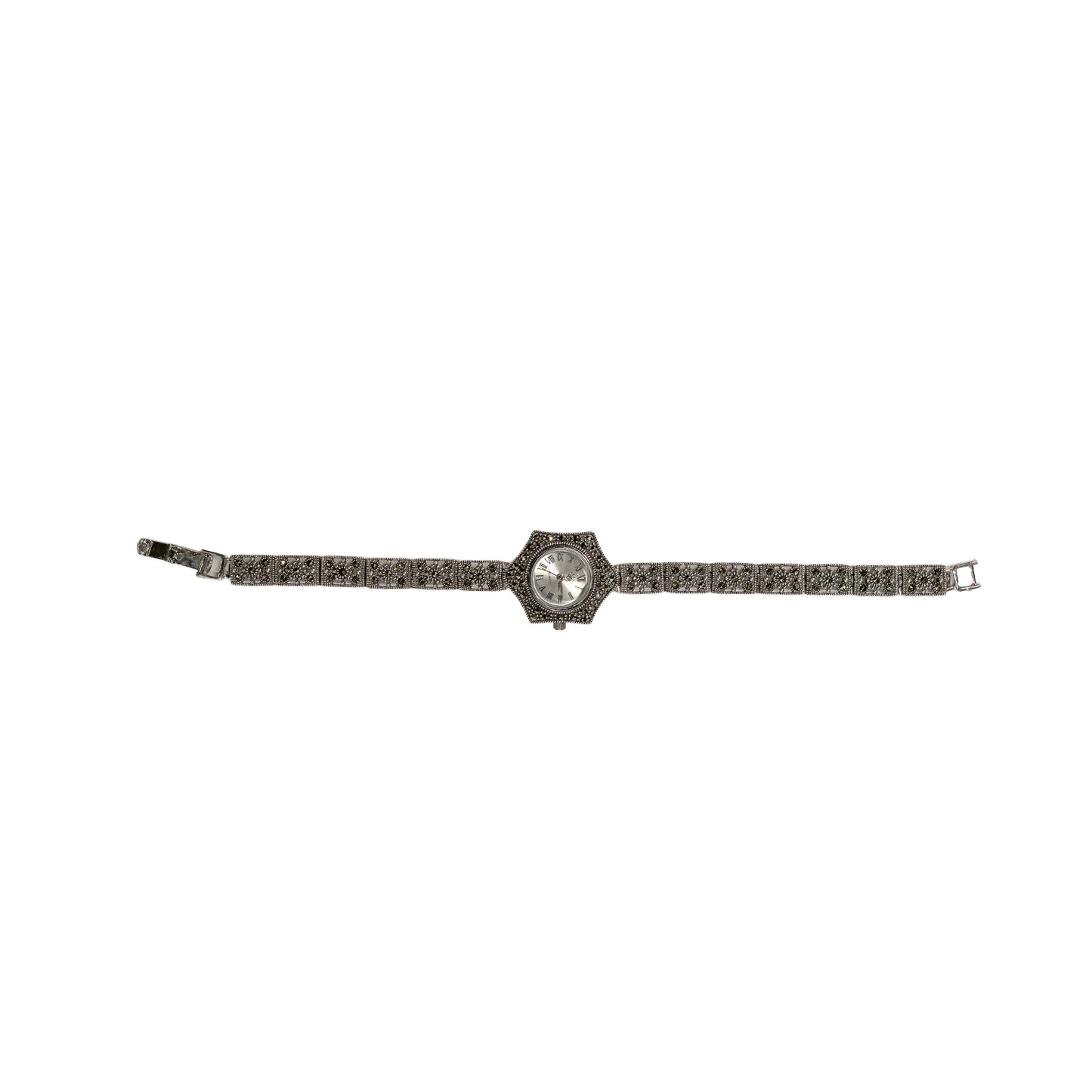 925 Silver Hexagon Marcasite Watch