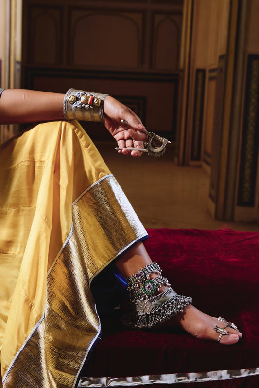 925 Silver Heritage Zari-Accented Cuff Bangle