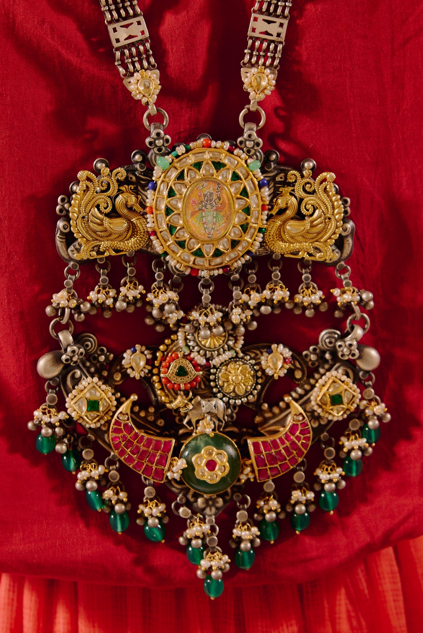 Temple 925 silver Motif Antique Necklace