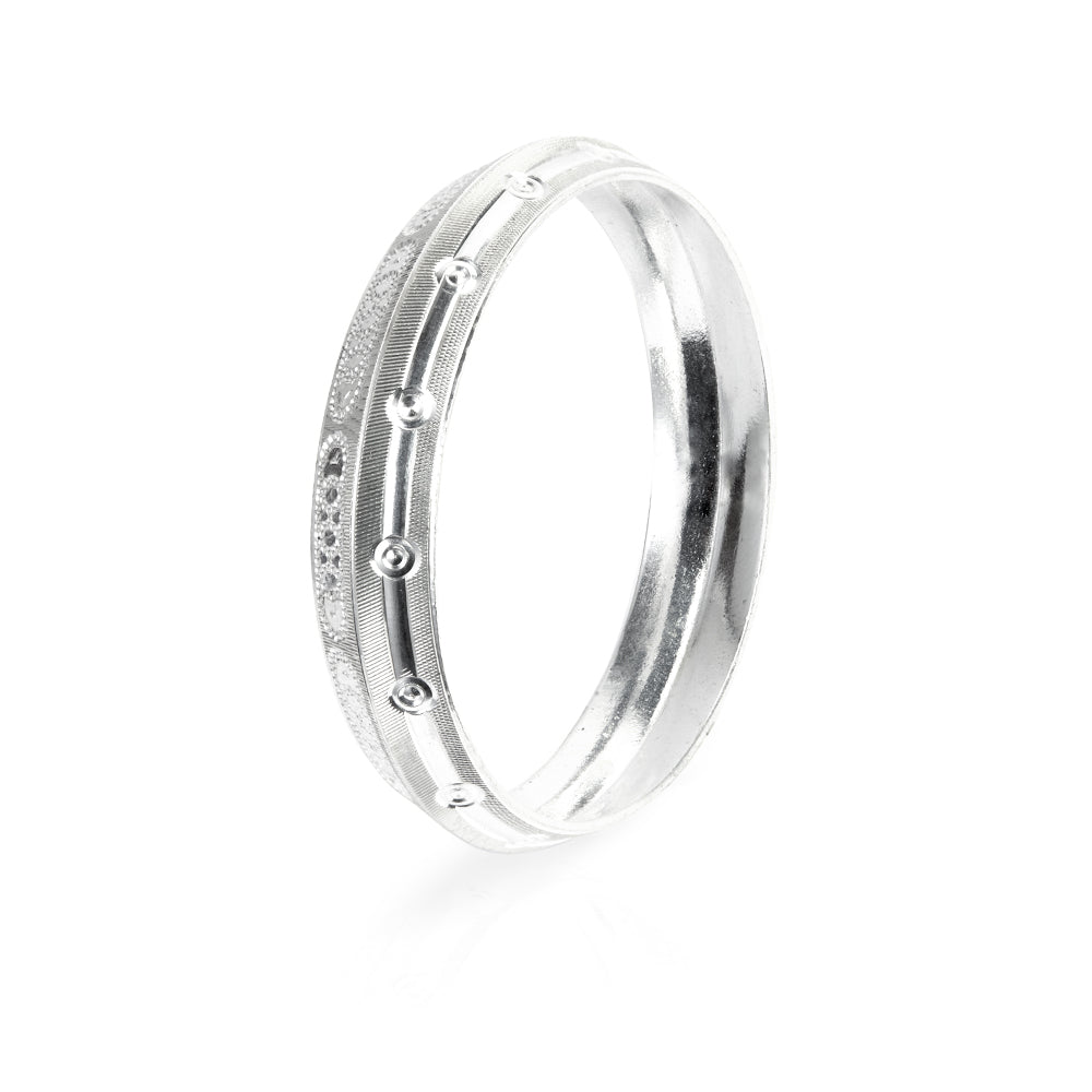 Solid Silver Kada with Matte & Glossy Finish