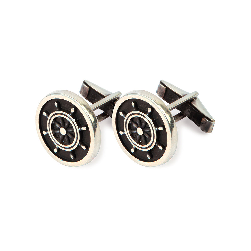 Classic Silver Ship's Wheel Cufflinks