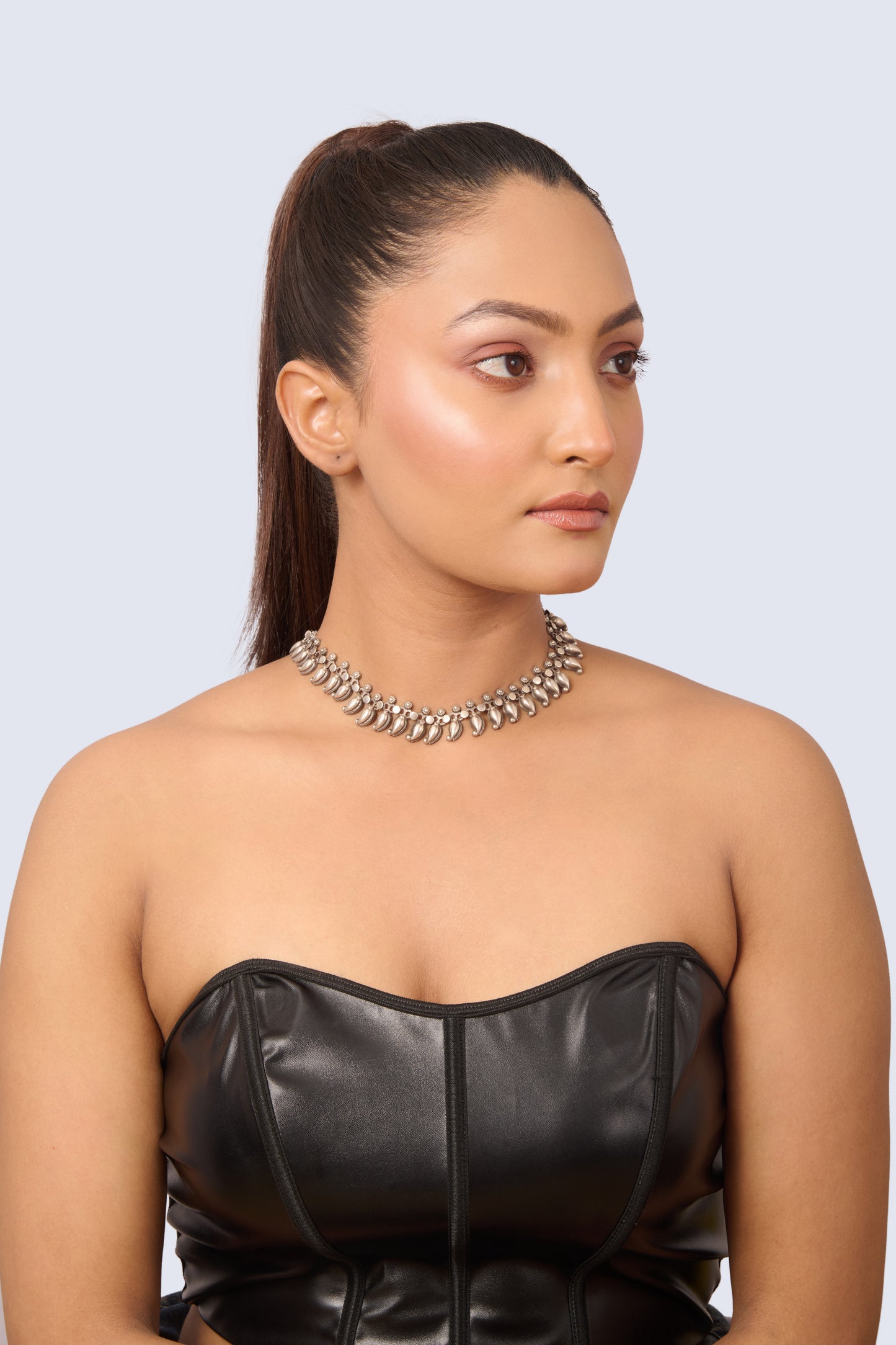 Polished Silver Paisley Design Necklace