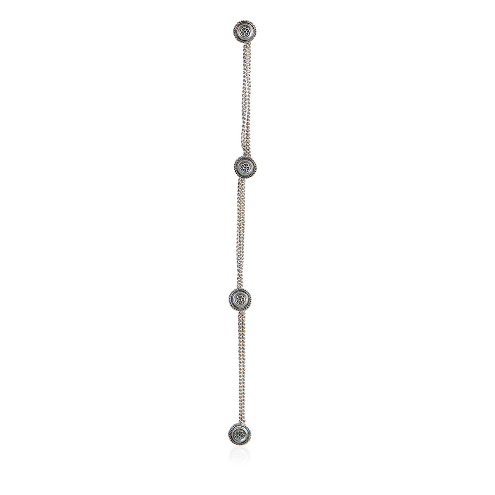 Decorative Silver Finish Buttons for Kurtas with Gear Design