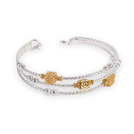 Twisted Harmony Gold-Accent Silver Anklet