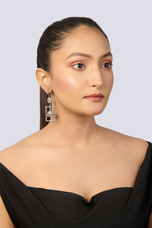 Traditional Indian Rectangular Frame Jhumka Danglers