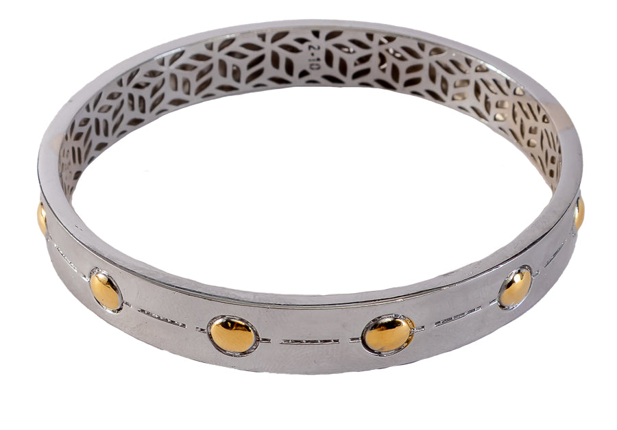 Two-Tone Silver and Gold Studded Bangle