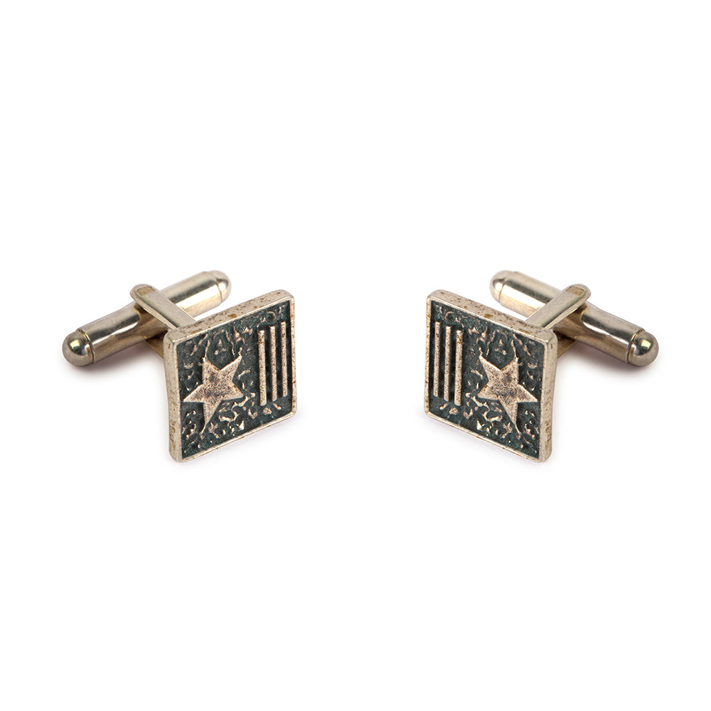Vintage Style Star and Bar Rectangular Cufflinks