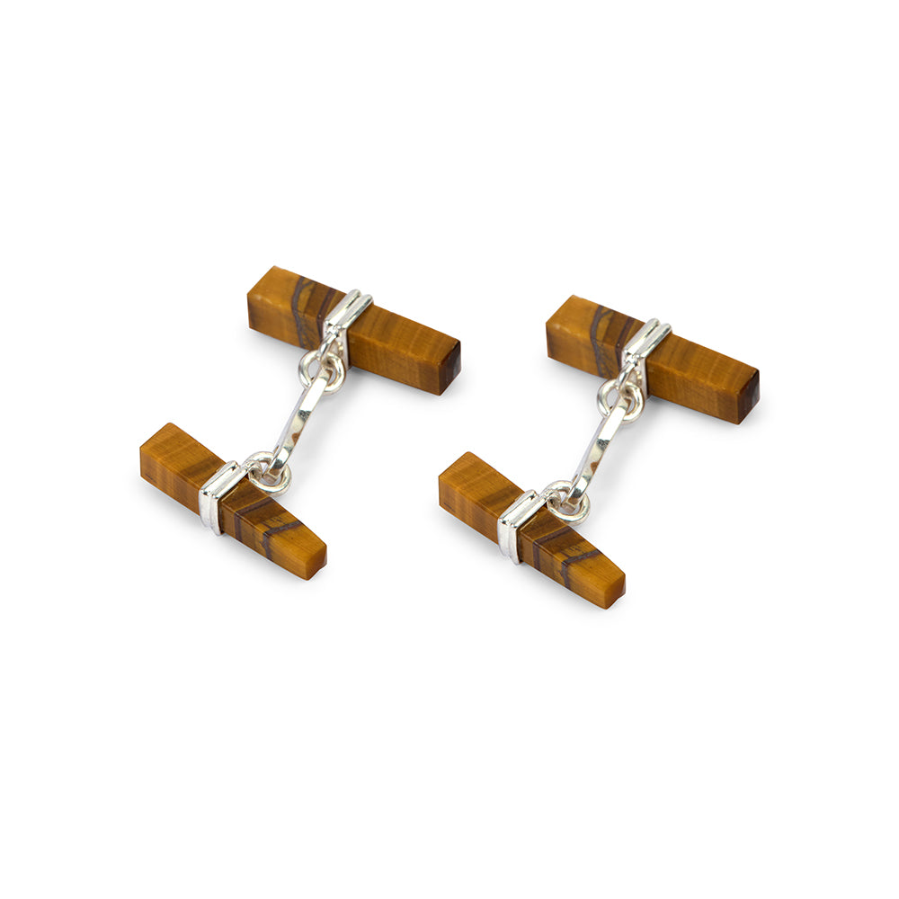 Rectangular Tiger Eye Gemstone Cufflinks