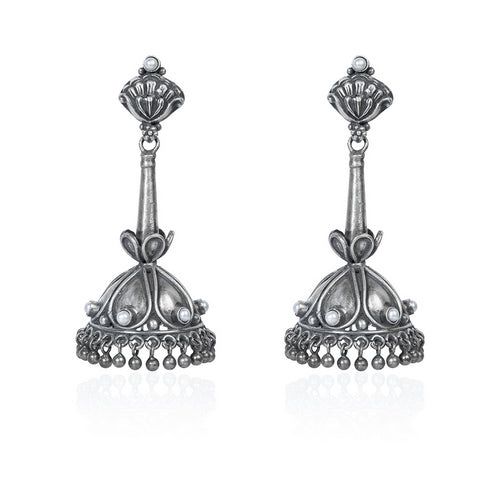 Teejh Kenisha Silver Oxidised Brass Earring Set with Pearls
