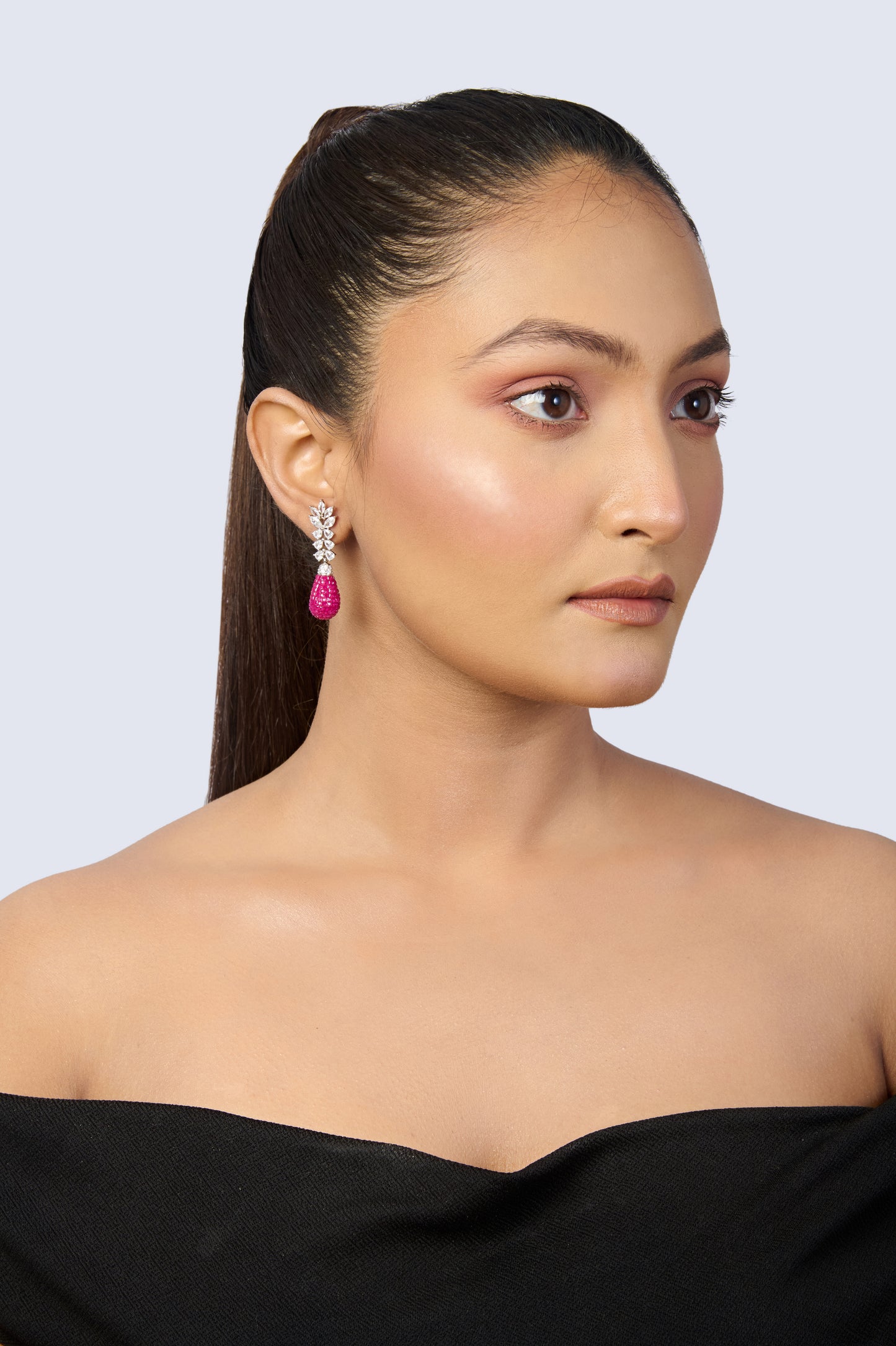 Mystery Set Ruby & Diamond Drop Earrings