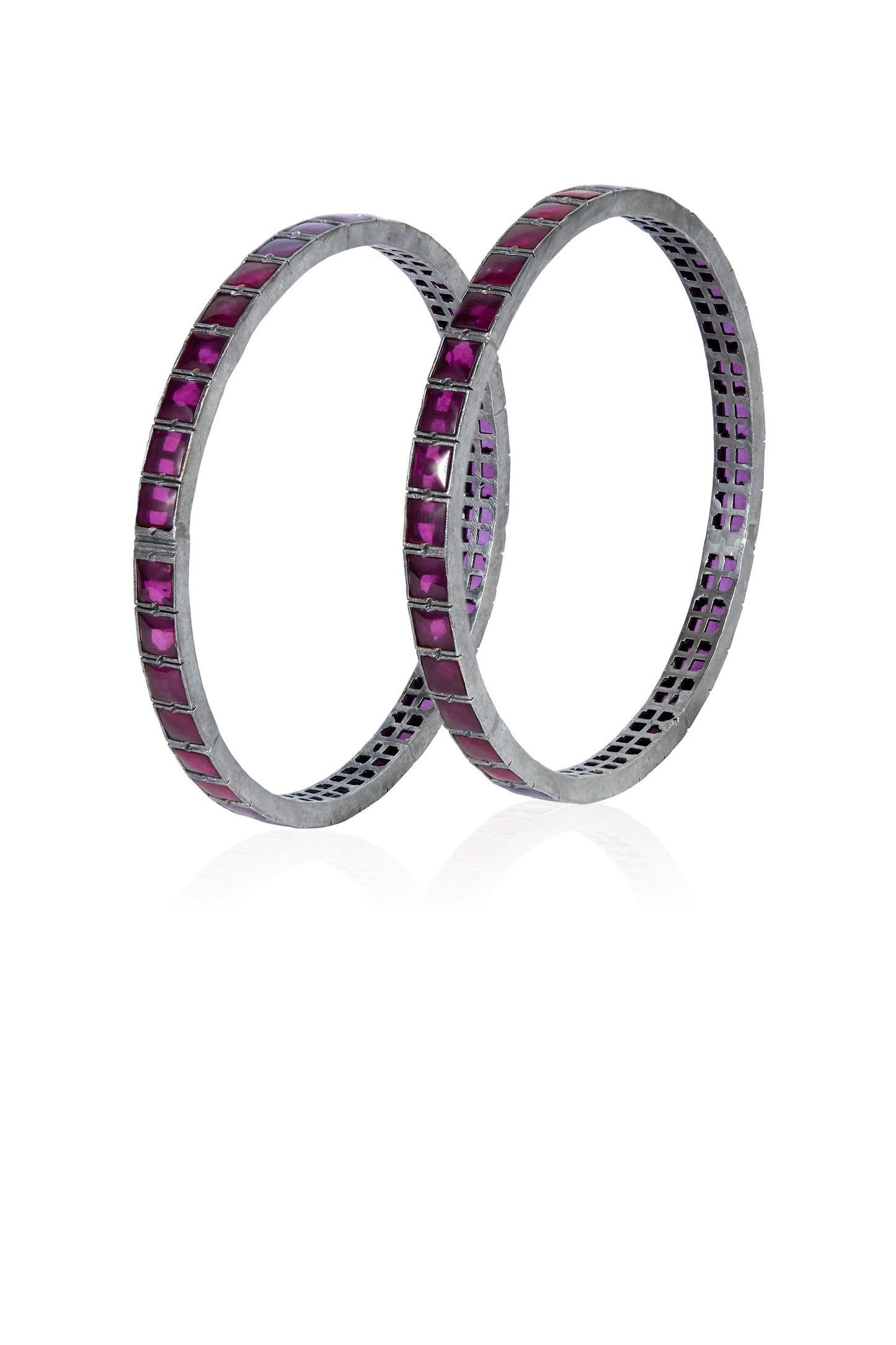 Sterling Silver Ruby Stone Studded Bangles