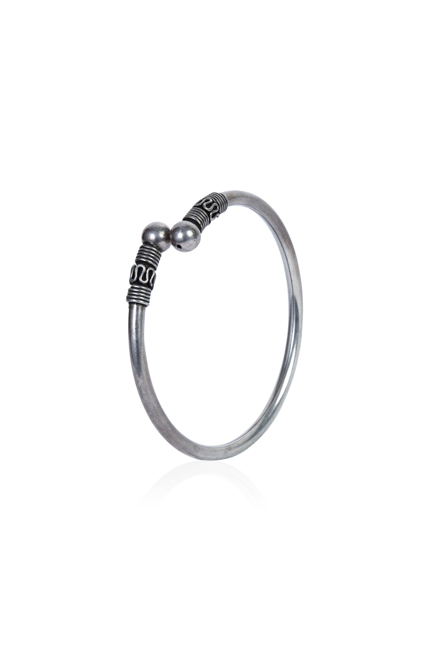 Unisex Oxidized Silver Open Cuff Kada