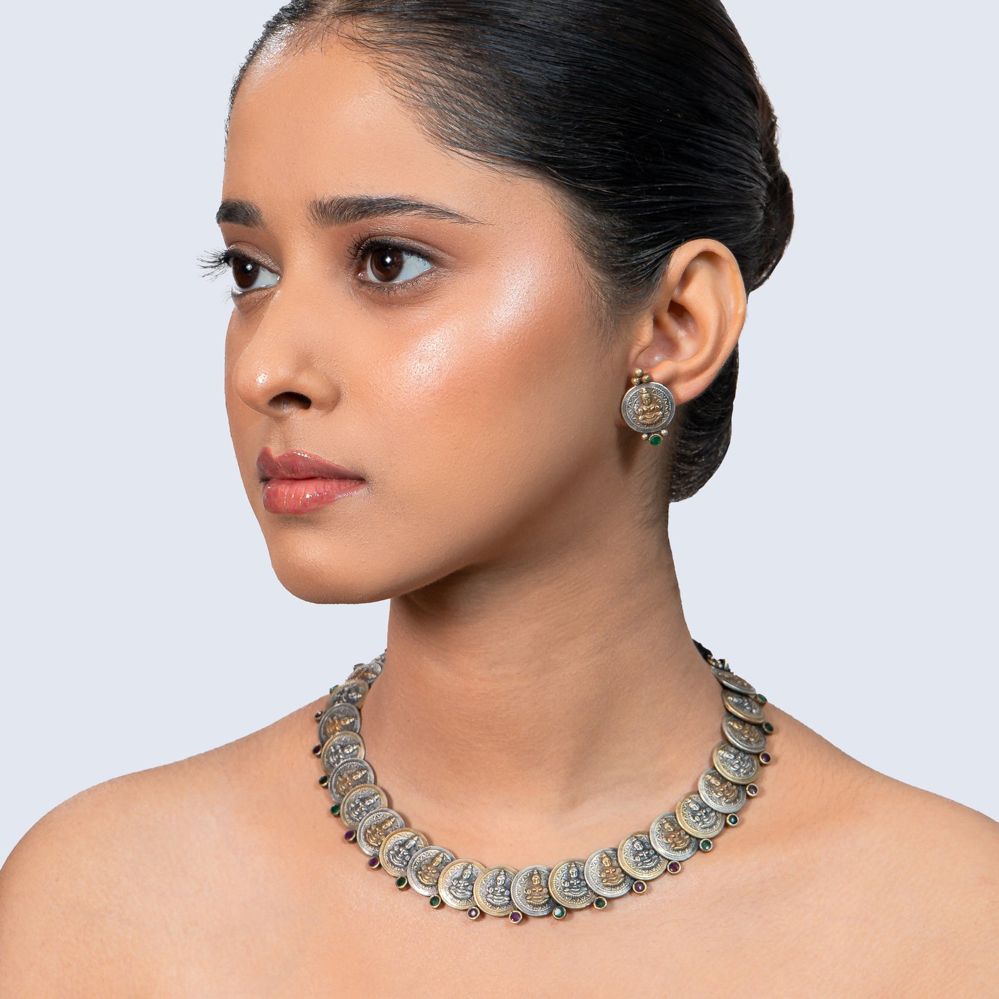 Antique Temple Coin 925 Silver Jewellery Necklace