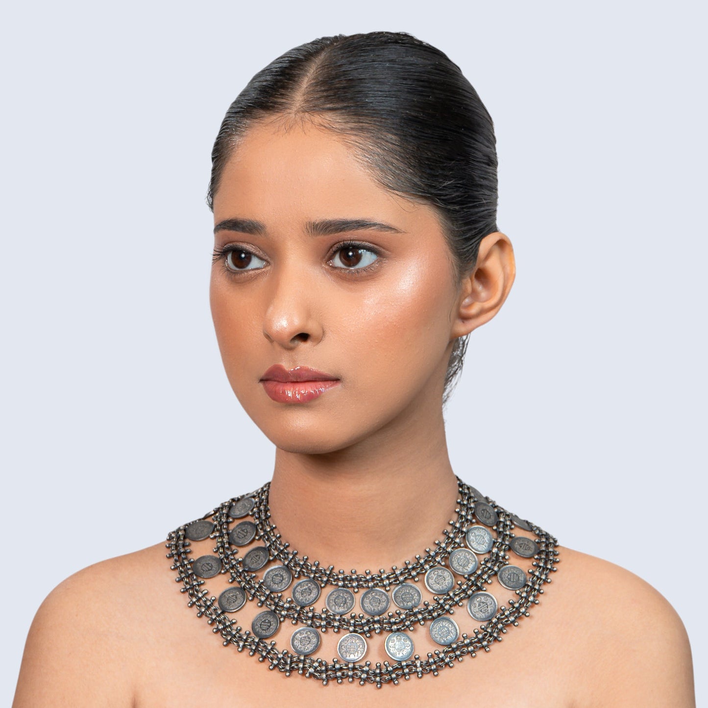 Vintage Coin Choker 925 silver Boho Necklace
