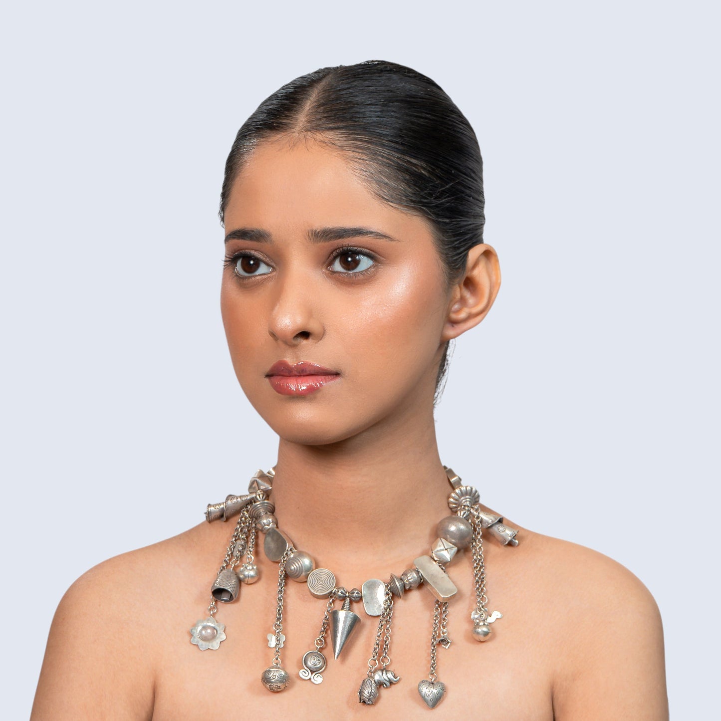 Eclectic Charm Chain 925 silver Statement Necklace