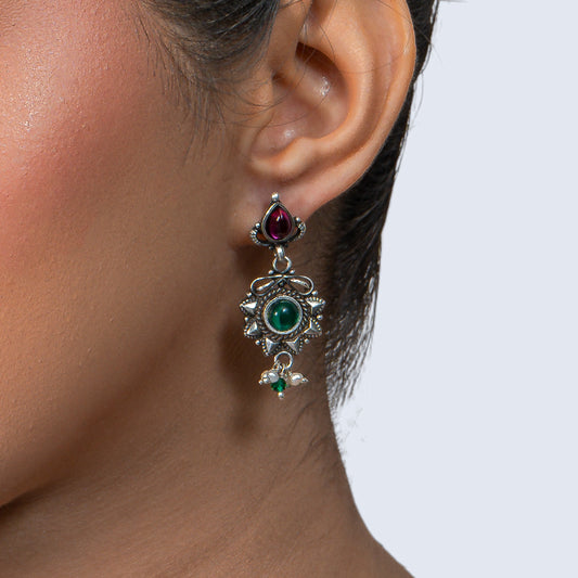 Black Spinel Floral 925 silver Filigree Choker Set