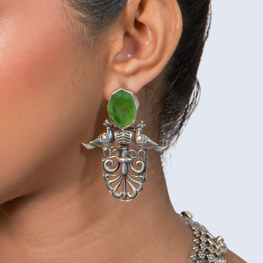 Green Peridot Victorian 925 silver Choker Necklace Set