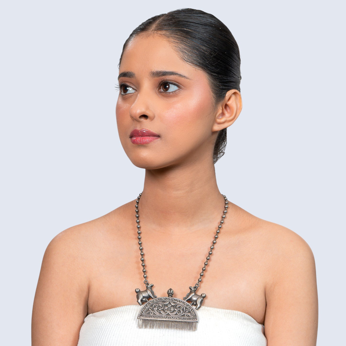 Tribal Oxidised Amulet 925 silver Long Necklace