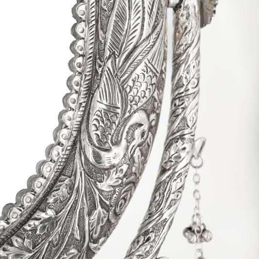 925 silver Antique Engraved Oval Table Mirror