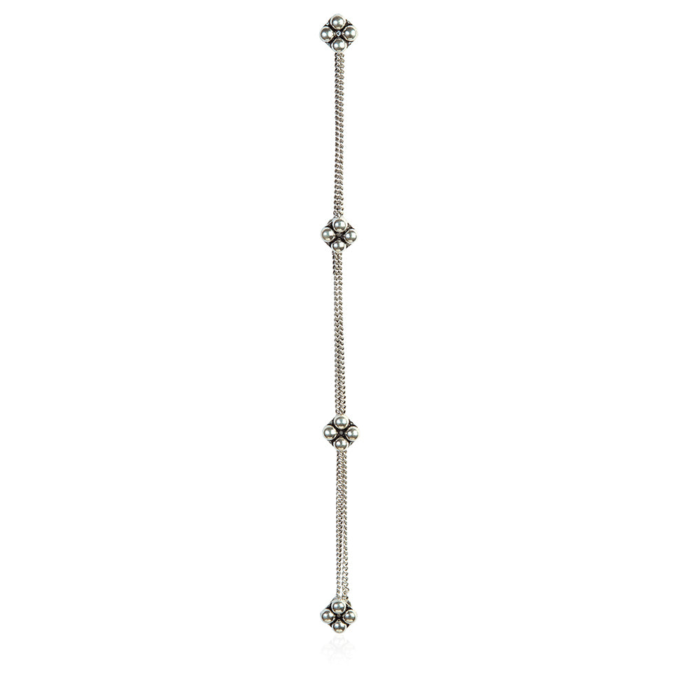 Decorative Silver Finish Buttons for Kurtas with Bead Cluster Design