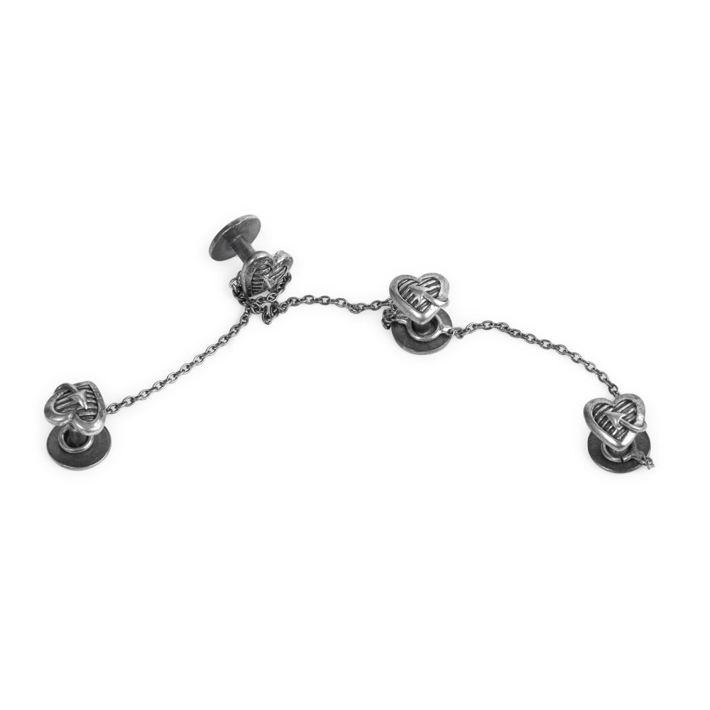 Delicate Silver Finish Buttons for Kurtas with Interconnected Hearts