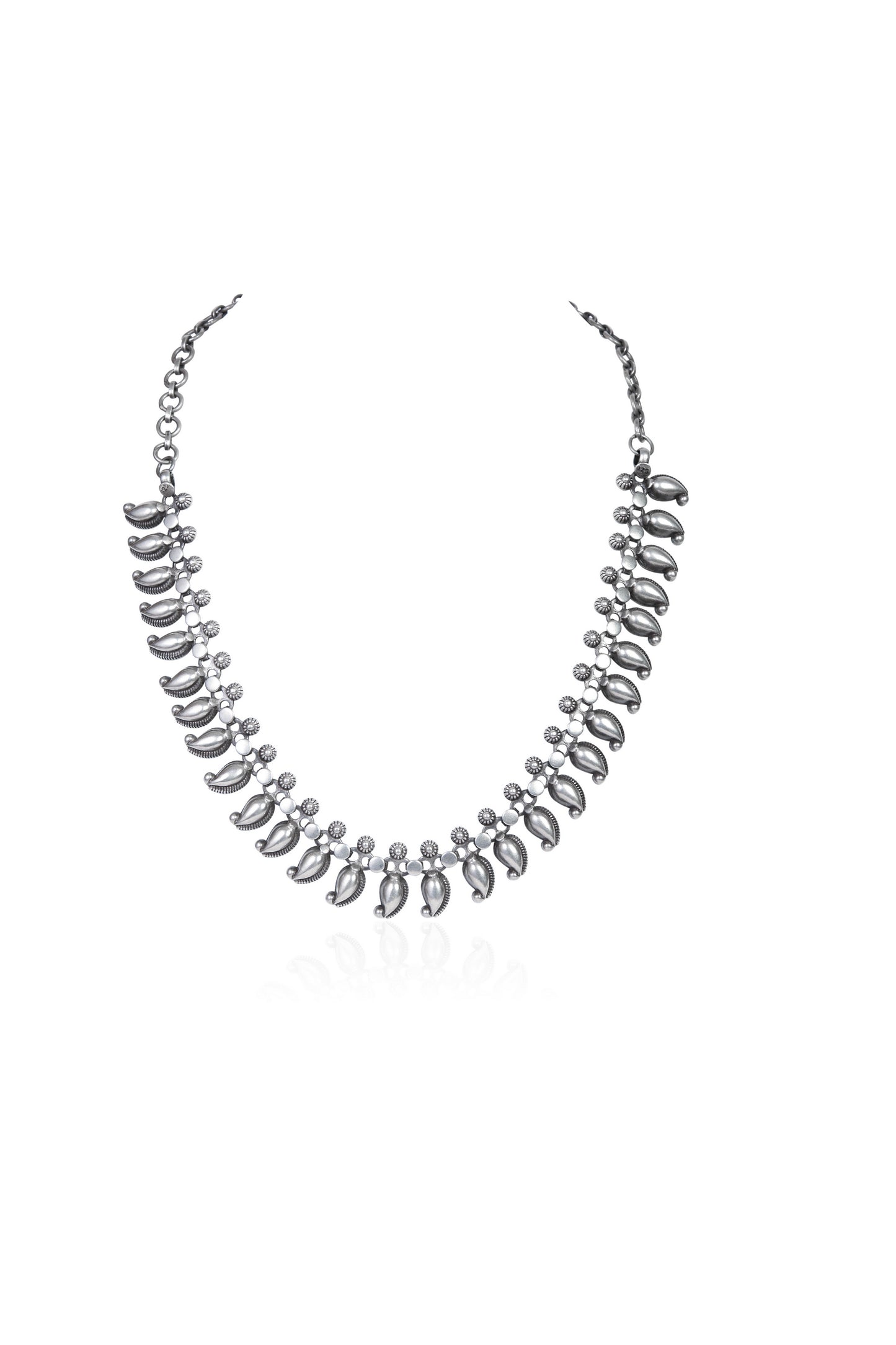 Polished Silver Paisley Design Necklace