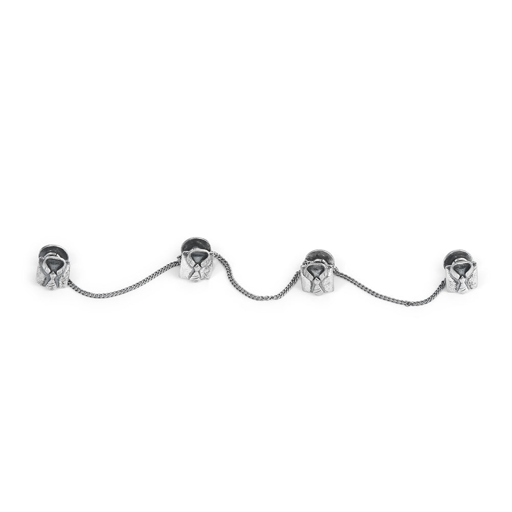 Silver Color Kurta Buttons with Linked Beast Design