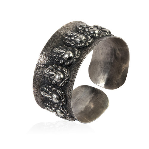 Oxidized Silver Lord Ganesha Cuff Bracelet