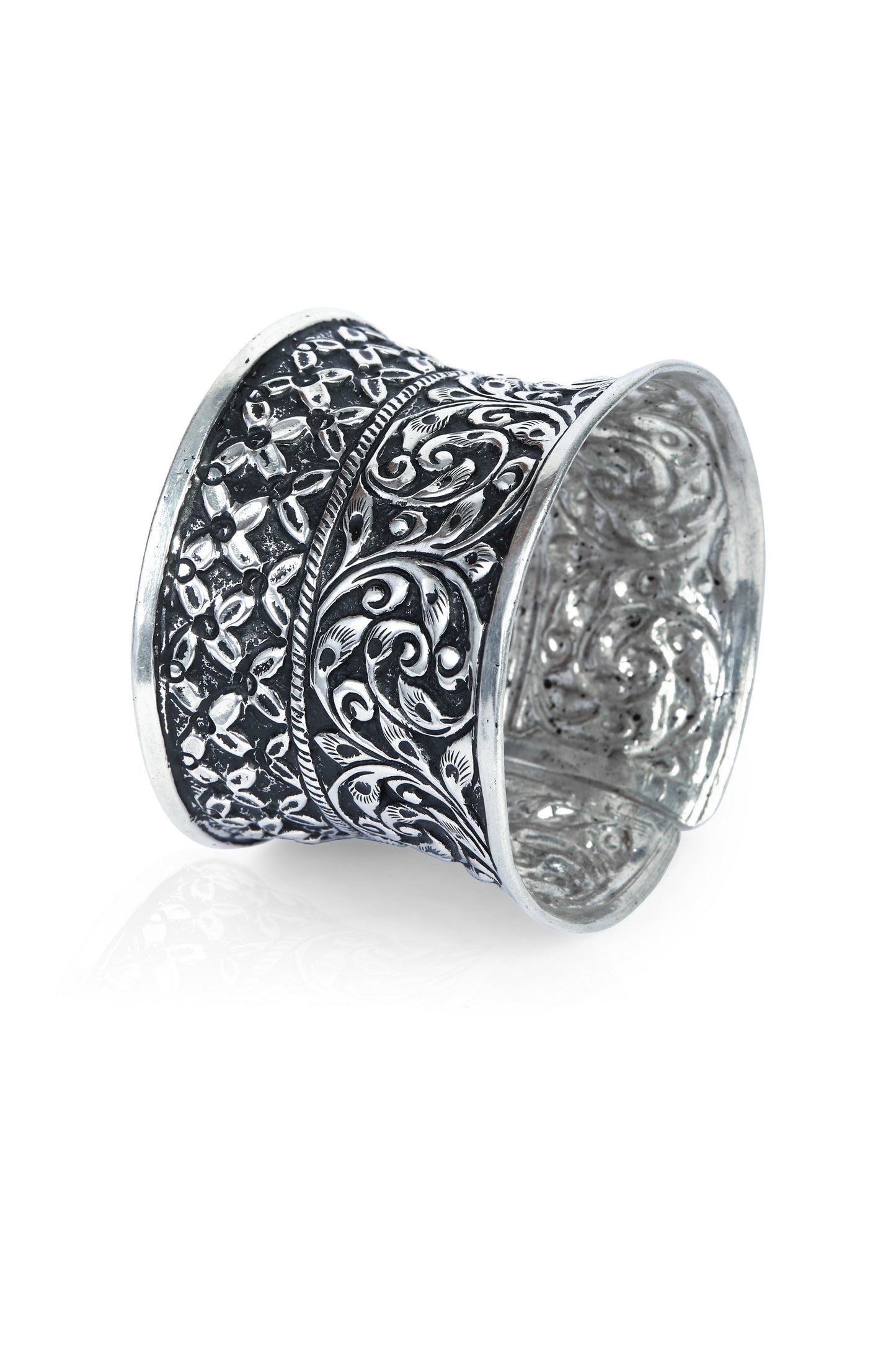925 Sterling Silver Adjustable Tribal Cuff Bracelet