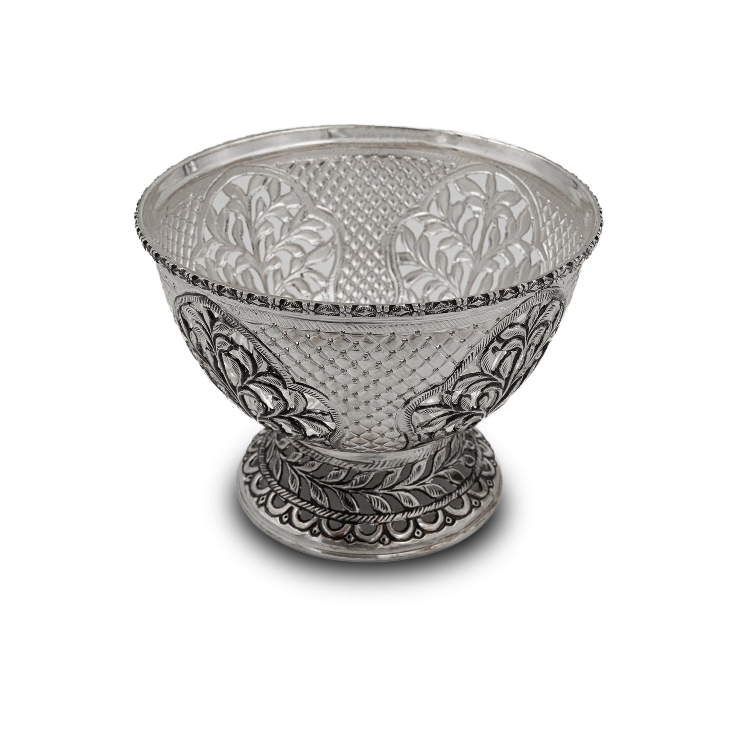 925 silver Leaf Motif Footed Decorative Bowl