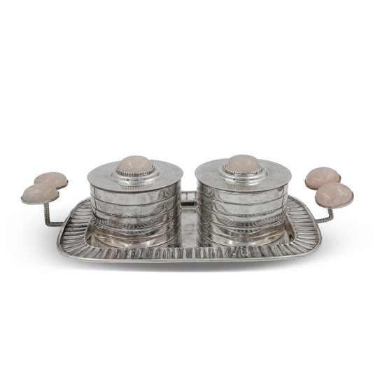925 silver Luxury Double Container Set on Tray