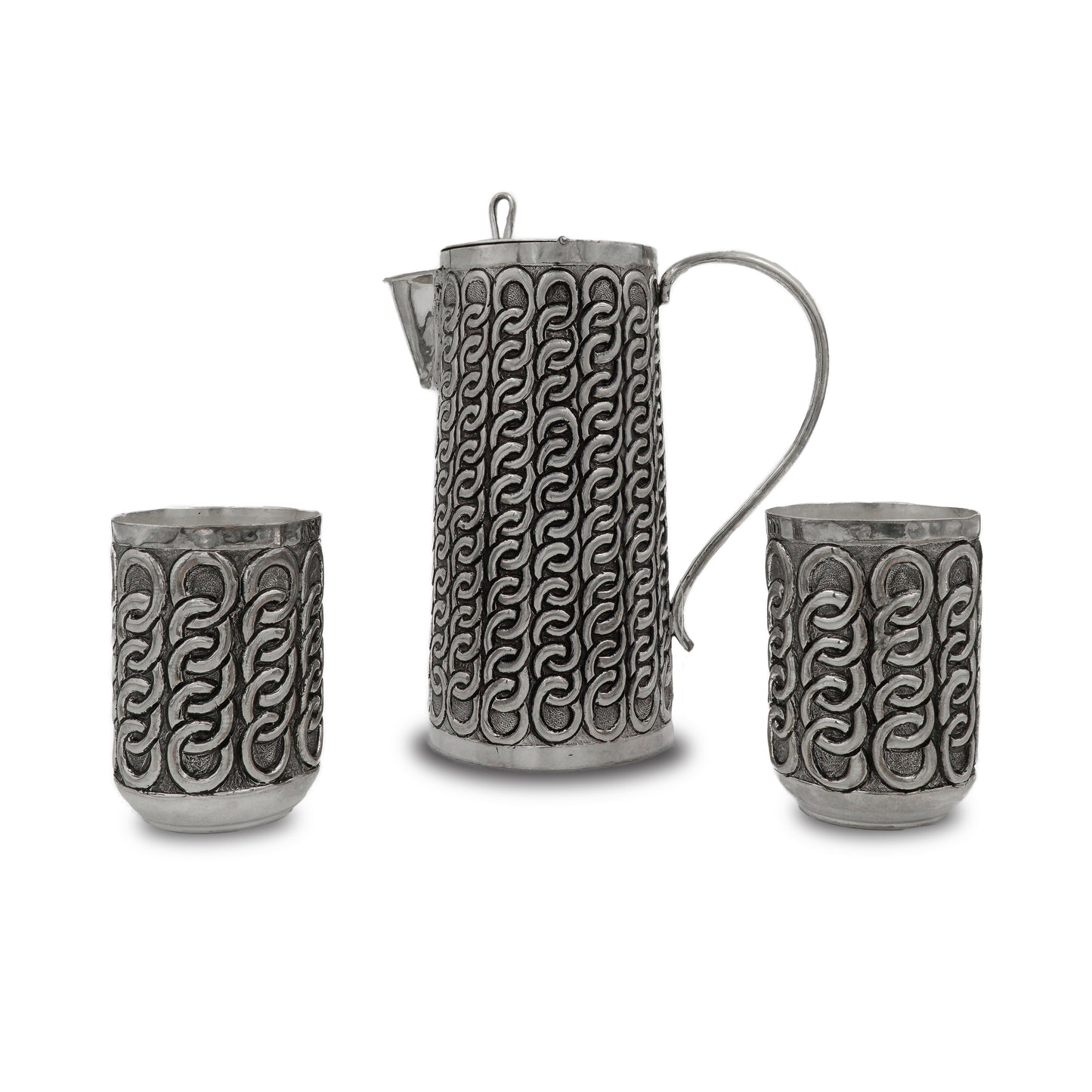 925 silver Chain Pattern Jug & Glasses Set