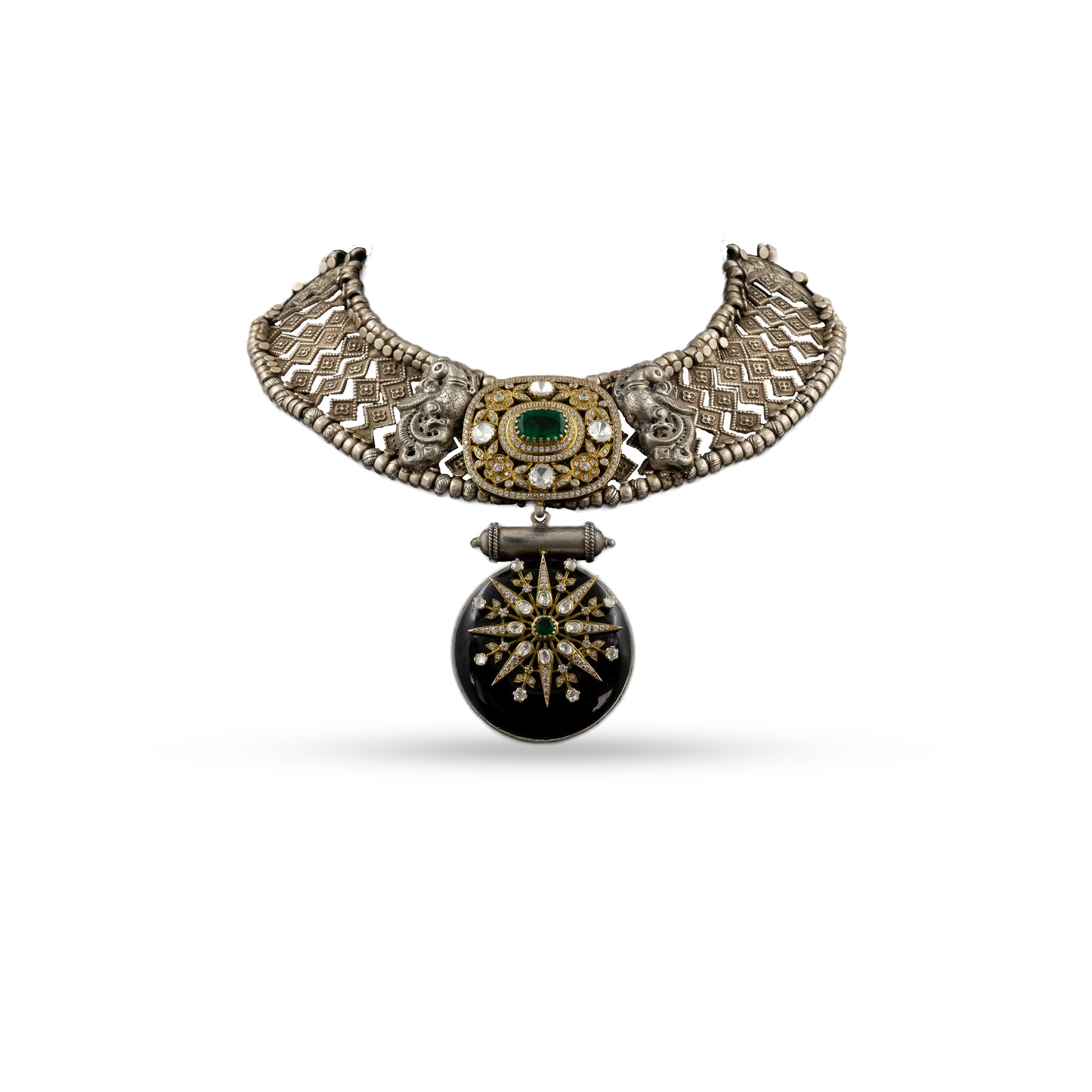 Temple Fusion Pendant 925 silver jewellery Statement Necklace