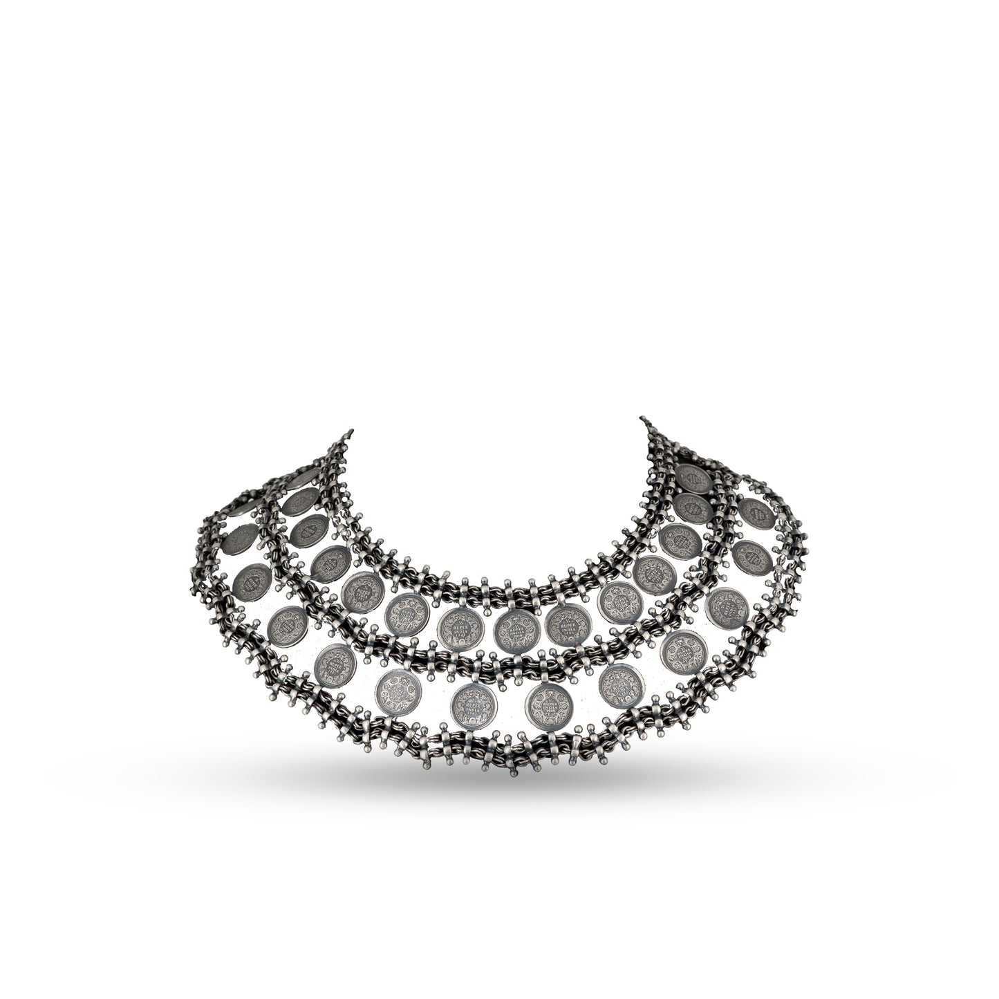 Vintage Coin Choker 925 silver Boho Necklace