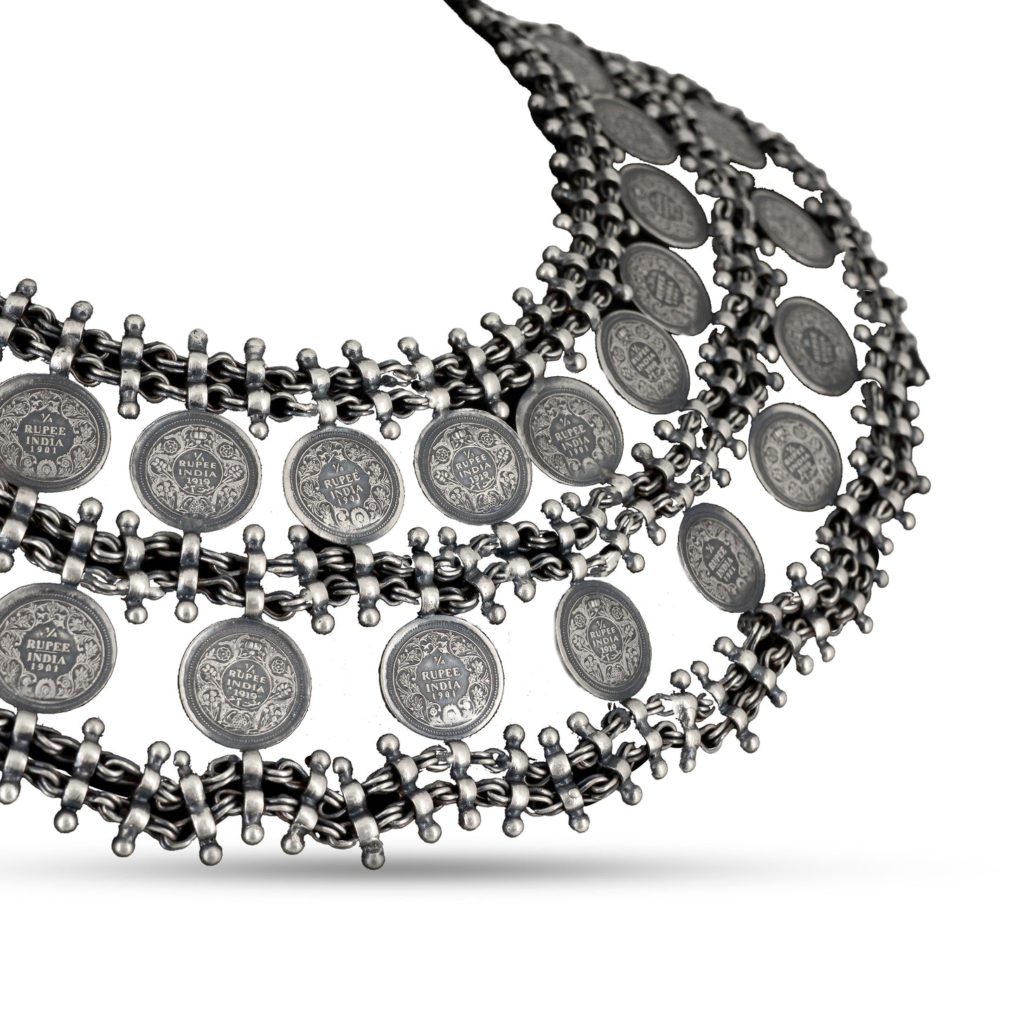 Vintage Coin Choker 925 silver Boho Necklace