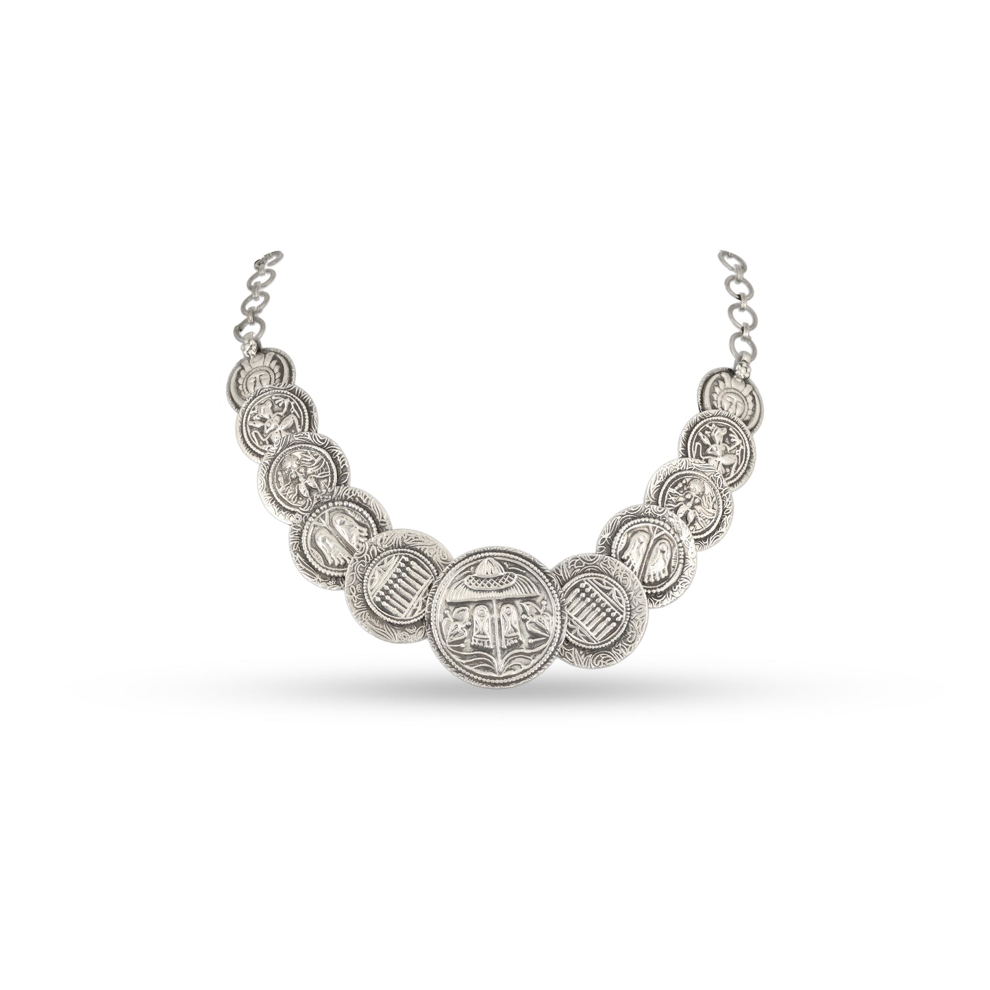 Oxidised Coin Collar 925 silver Minimal Necklace