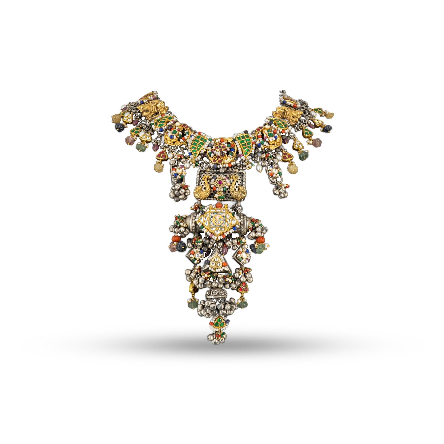 Tribal Kundan 925 silver Antique Temple Necklace