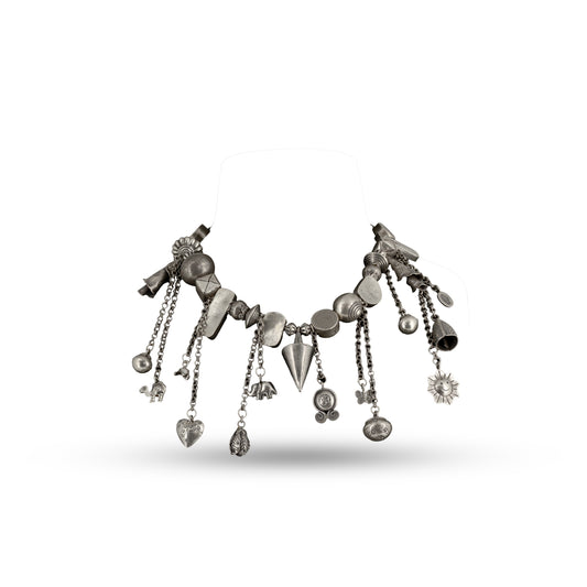 Eclectic Charm Chain 925 silver Statement Necklace