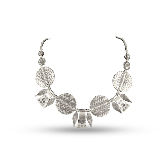 Woven Disc Necklace 925 silver