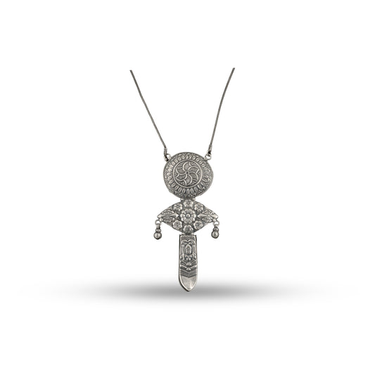 Boho Sun Disk 925 silver Tribal Pendant Necklace