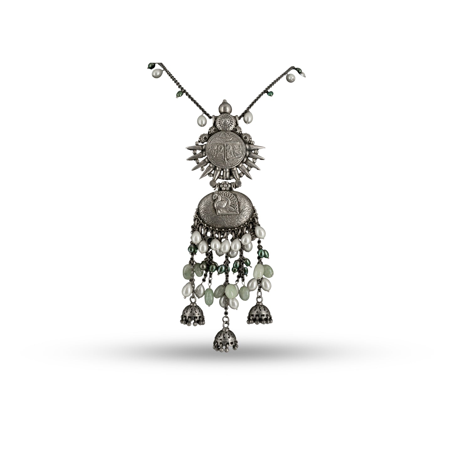 Pearl Coin Dangler 925 silver Ethnic Necklace