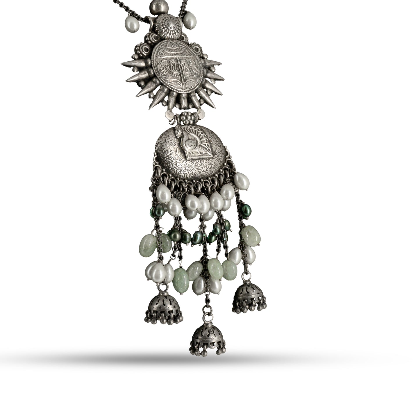 Pearl Coin Dangler 925 silver Ethnic Necklace